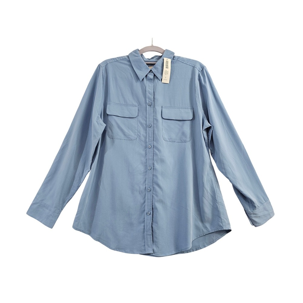 Chicos Easy Shirt Silky Soft‎ Songbird Blue Button Down Utility Top 570211167 L